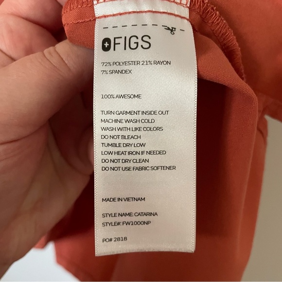Figs Catarina One-Pocket Scrub Top Orange Size XXL Petite - Picture 4 of 6